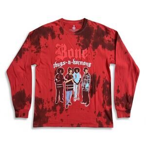 Bone Thugs N Harmony Men's Medium Red Long Sleeve Tie Dye T-Shirt Rap Hip-Hop